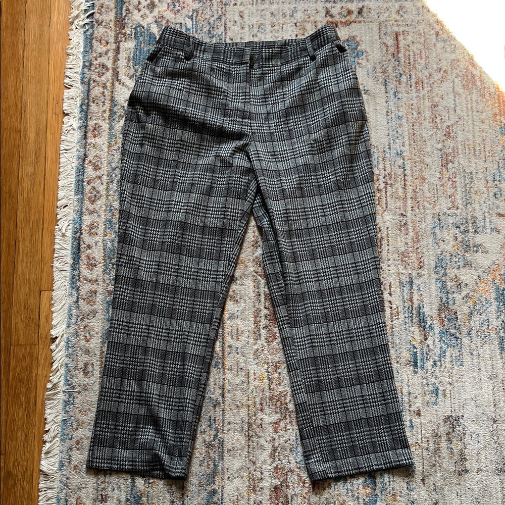 Michael Stars Black and Gray Plaid Cropped Pants